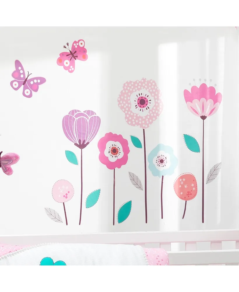 Bedtime Originals Magic Garden Pink/Lavender/Coral Butterfly Floral Wall Decals