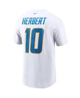 Men's Nike Justin Herbert White Los Angeles Chargers Name and Number T-shirt