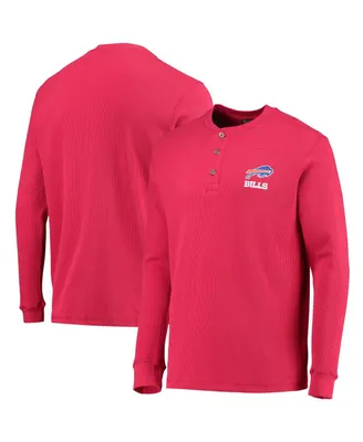 Men's Dunbrooke Red Buffalo Bills Logo Maverick Thermal Henley Long Sleeve T-shirt