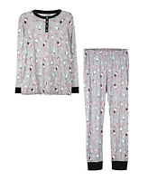 MeMoi Women's Holiday Gnomes Cotton Blend 2 Piece Pajama Set