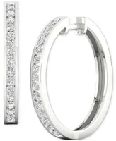 Forever Grown Diamonds Lab Created Diamond Medium Hoop Earrings (1ct. t.w.) in Rhodium-Plated Sterling Silver, 1.12"