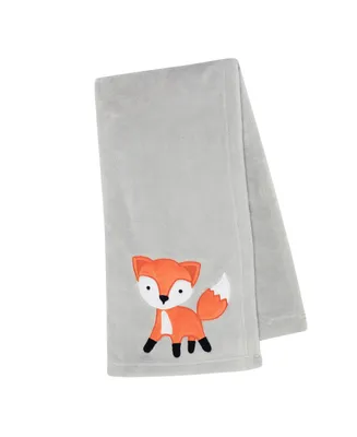 Bedtime Originals Woodland Friends Gray Fleece with Orange Fox Baby Blanket