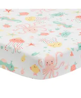 Bedtime Originals Ocean Mist Ocean Sea Animals Fitted Crib Sheet - White