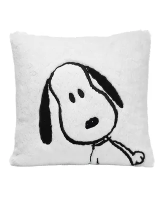 Lambs & Ivy Classic Snoopy White/Black Furry Decorative Nursery Throw Pillow