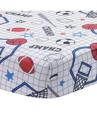 Lambs & Ivy Baby Sports 100% Cotton Fitted Crib Sheet - Football/Basketball
