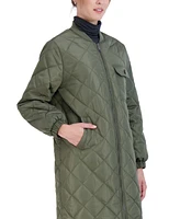 Sebby Collection Women's Long Diamond Quilt Jacket