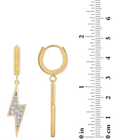 Esquire Men's Jewelry Cubic Zirconia Lightning Bolt Drop Earrings in 14k Gold-Plated Sterling Silver, Created for Macy's