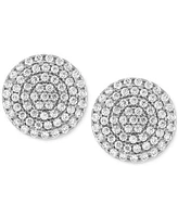 Esquire Men's Jewelry Cubic Zirconia Circle Cluster Stud Earrings in Sterling Silver, Created for Macy's