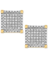 Esquire Men's Jewelry Cubic Zirconia Square Cluster Stud Earrings, Created for Macy's