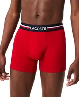 Lacoste Men's Stretch Boxer Brief Set, 3-Pack - Navy Blue, Silver