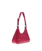 Women's Leather Prism Hobo Bag ( Dark Pink)