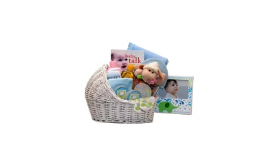 Gbds Welcome Baby Bassinet New Baby Basket-Blue - baby bath set - baby boy gift basket - 1 Basket