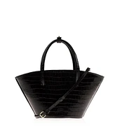 Women's Leather Croco Embossed Lady's Gambit Bag (Black)