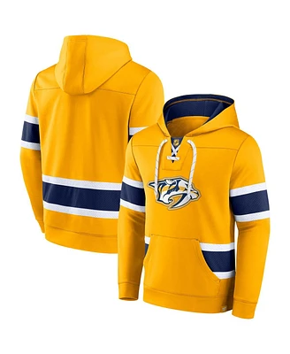 Men's Fanatics Gold and Navy Nashville Predators Powerplay Warrior Pullover Hoodie