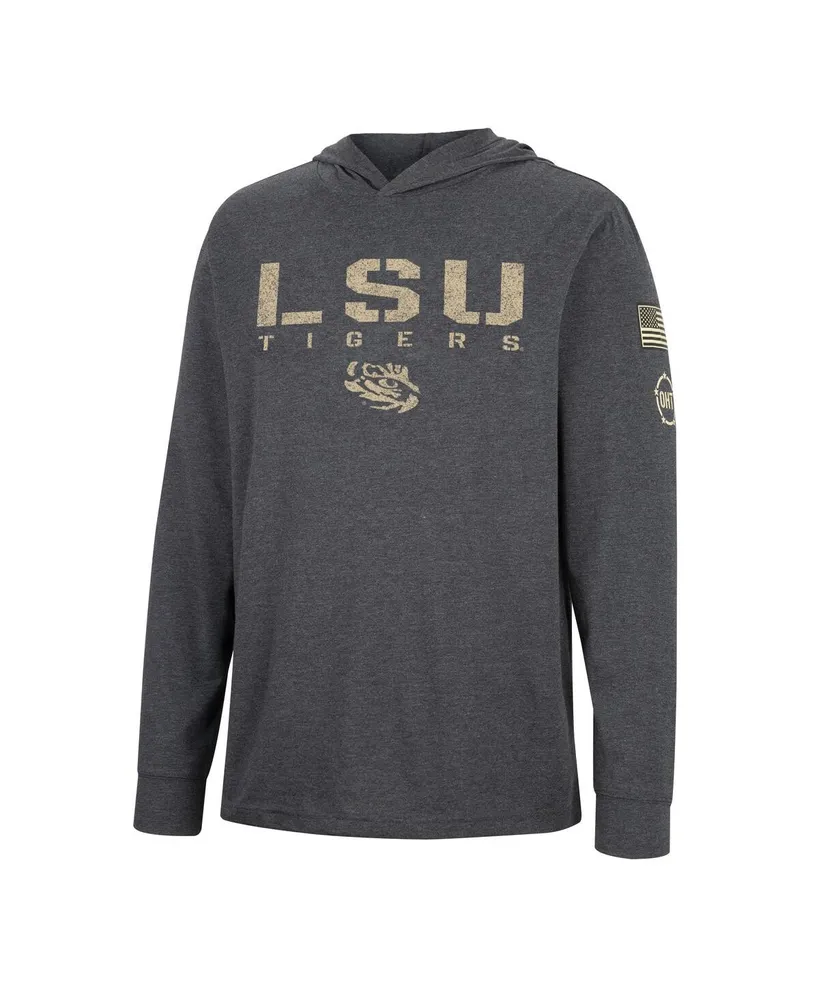 Men's Colosseum Charcoal Lsu Tigers Team Oht Military-Inspired Appreciation Hoodie Long Sleeve T-shirt