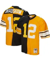 Men's Mitchell & Ness Terry Bradshaw Black and Gold Pittsburgh Steelers 1976 Split Legacy Replica Jersey