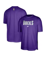 Men's Nike Purple, Hunter Green Milwaukee Bucks Hardwood Classics Pregame Warmup Shooting Performance T-shirt