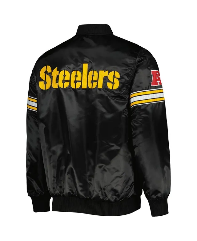 STARTER Men's Starter White Pittsburgh Steelers Throwback Warm Up Pitch  Satin Full-Snap Varsity Jacket