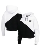 Women's Dkny Sport White and Black Las Vegas Raiders Bobbi Color Blocked Pullover Hoodie