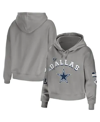 Women's Wear by Erin Andrews Gray Dallas Cowboys Modest Cropped Pullover Hoodie