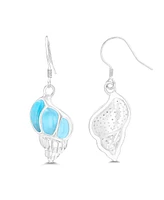 Macy's Larimar Seashell Fishhook Earrings in Sterling Silver