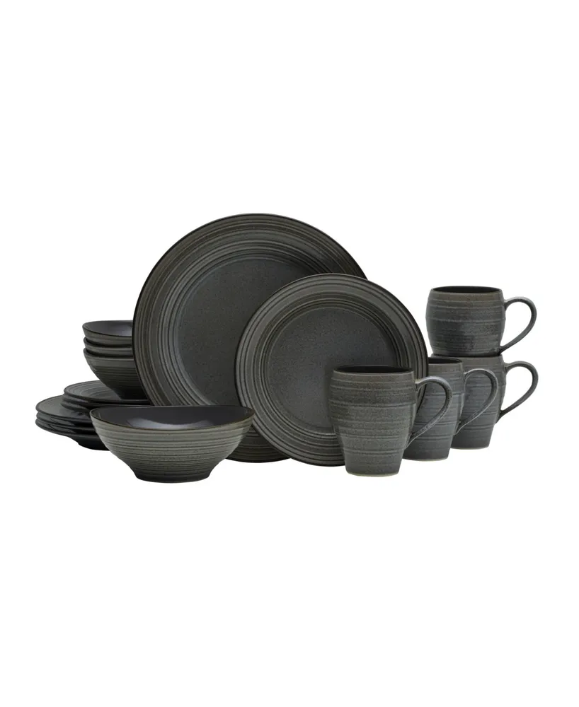 Mikasa Swirl Graphite 16 Piece Dinnerware Set, Service for 4