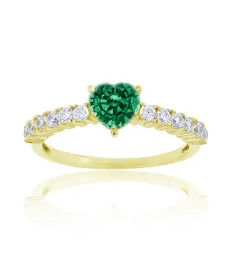 Macy's Green and White Cubic Zirconia Pave Engagement Ring (2 ct. t.w.) 14k Gold Over Sterling Silver