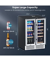 24'' Dual Zone Wine and Beverage Cooler Refrigerator