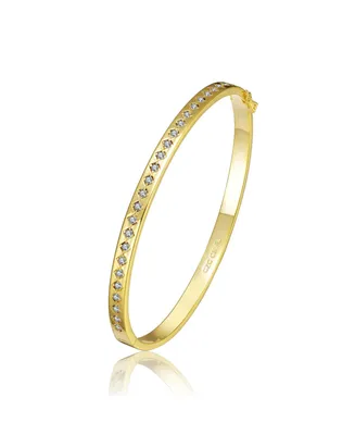 Rachel Glauber Ra 14K Gold Plated Cubic Zirconia Bangle Bracelet