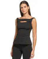 Dkny Women's Sleeveless Cut-Out Peplum Top