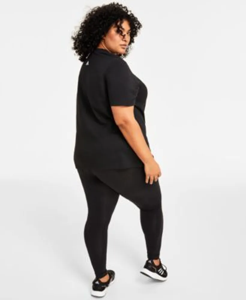 Adidas Plus Size Cotton Crewneck Logo Print T Shirt Linear Logo Full Length Leggings