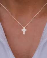 Macy's Cubic Zirconia Cross Necklace (1 1/2 ct. t.w.) in Sterling Silver