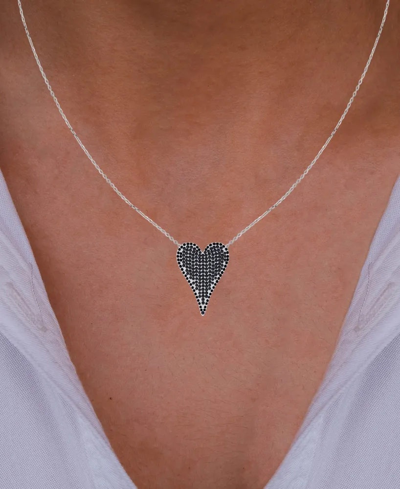 Macy's Cubic Zirconia Heart Necklace (2 3/8 ct. t.w.) in Sterling Silver