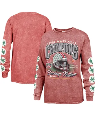 Women's '47 Brand Scarlet Ohio State Buckeyes Vintage-Like Tubular Boyfriend Long Sleeve T-shirt