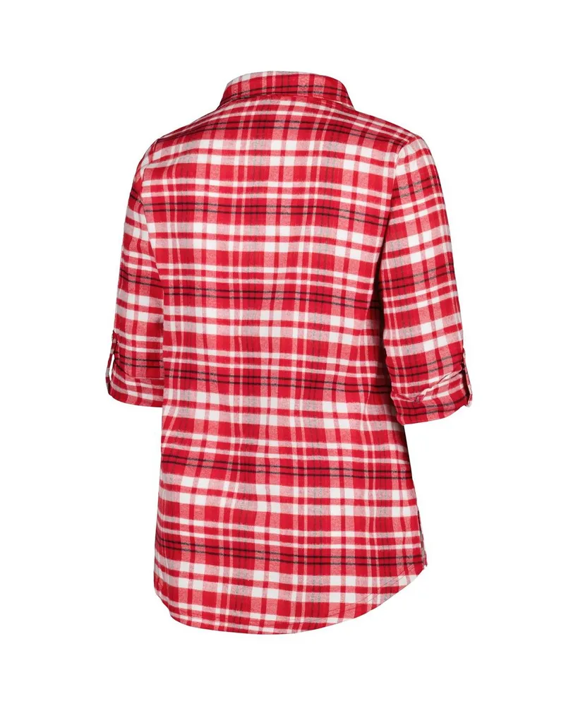 Women's Scarlet Ohio State Buckeyes Plus Mainstay Long Sleeve Button-Up Shirt