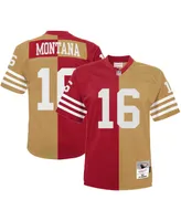 Men's Mitchell & Ness Joe Montana Scarlet, Gold San Francisco 49ers Big and Tall Split Legacy Retired Player Replica Jersey