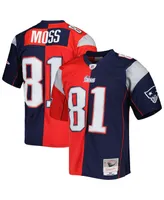 Men's Mitchell & Ness Randy Moss Navy, Red New England Patriots 2007 Split Legacy Replica Jersey