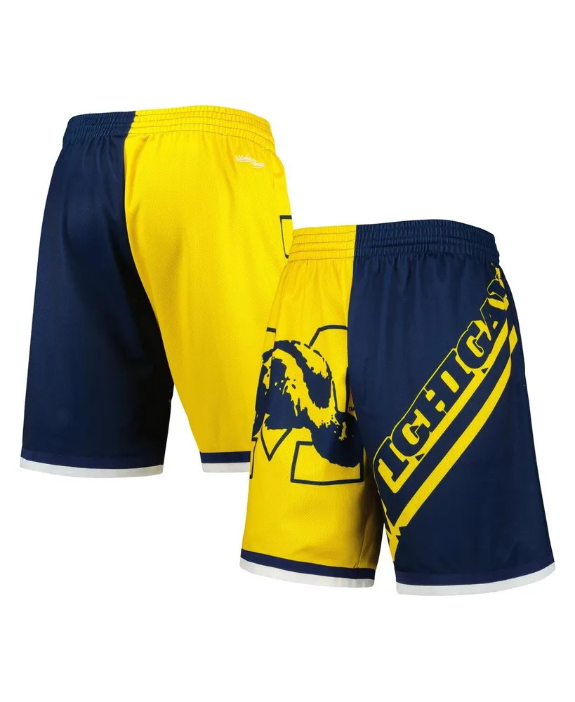 Men's Mitchell & Ness Maize, Navy Michigan Wolverines Big Face 5.0 Fashion Shorts