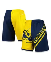 Men's Mitchell & Ness Maize, Navy Michigan Wolverines Big Face 5.0 Fashion Shorts