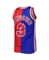 Men's Mitchell & Ness Drazen Petrovic Blue, Red New Jersey Nets Hardwood Classics 1992-93 Split Swingman