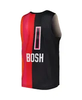 Men's Mitchell & Ness Chris Bosh Black, Red Miami Heat Hardwood Classics 2011-12 Split Swingman Jersey