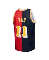 Men's Mitchell & Ness Yao Ming Navy, Red Houston Rockets Hardwood Classics 2004-05 Split Swingman Jersey