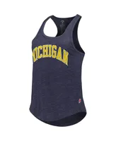 Women's League Collegiate Wear Heather Navy Michigan Wolverines Two-Hit Intramural Tri-Blend Scoop Neck Racerback Tank Top