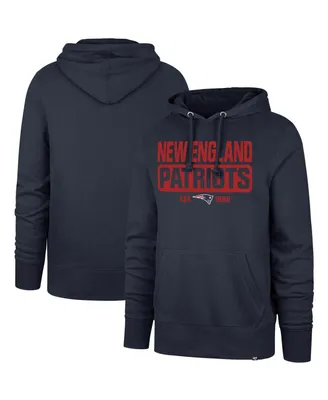 Men's '47 Brand Navy New England Patriots Box Out Headline Pullover Hoodie