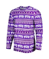 Men's Concepts Sport Purple Tcu Horned Frogs Swivel Long Sleeve T-shirt and Pants Sleep Set