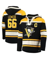 Men's '47 Brand Mario Lemieux Black Pittsburgh Penguins Retired Player Name and Number Lacer Pullover Hoodie