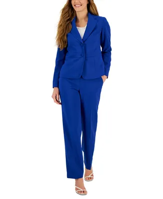 Le Suit Women's Crepe Two-Button Blazer & Pants, Regular and Petite