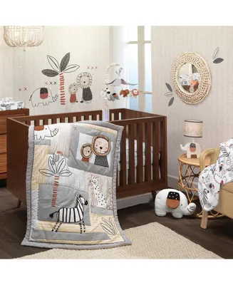 Lambs & Ivy Patchwork Jungle Animals 4-Piece Nursery Baby Crib Bedding Set