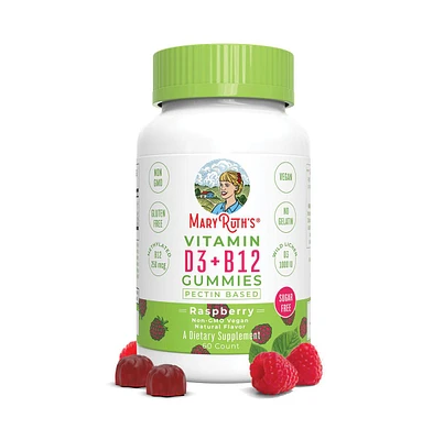 MaryRuth's Vitamin D3 + B12 Gummies Pectin Based Raspberry