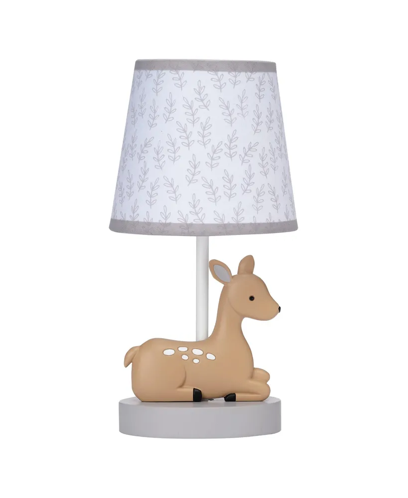 Bedtime Originals Deer Park Woodland Taupe Lamp with Gray/White Shade & Bulb